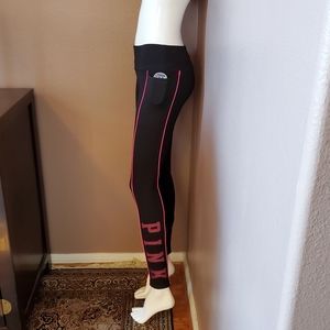PINK black & pink piping mesh side leggings XS